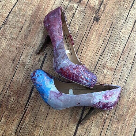 Size 6.5 Purple Blue White Mossimo Galaxy Hydro Dipped Stilettos - Picture 3 of 5